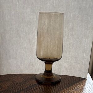 Elegant Brown Glass Goblets - pair